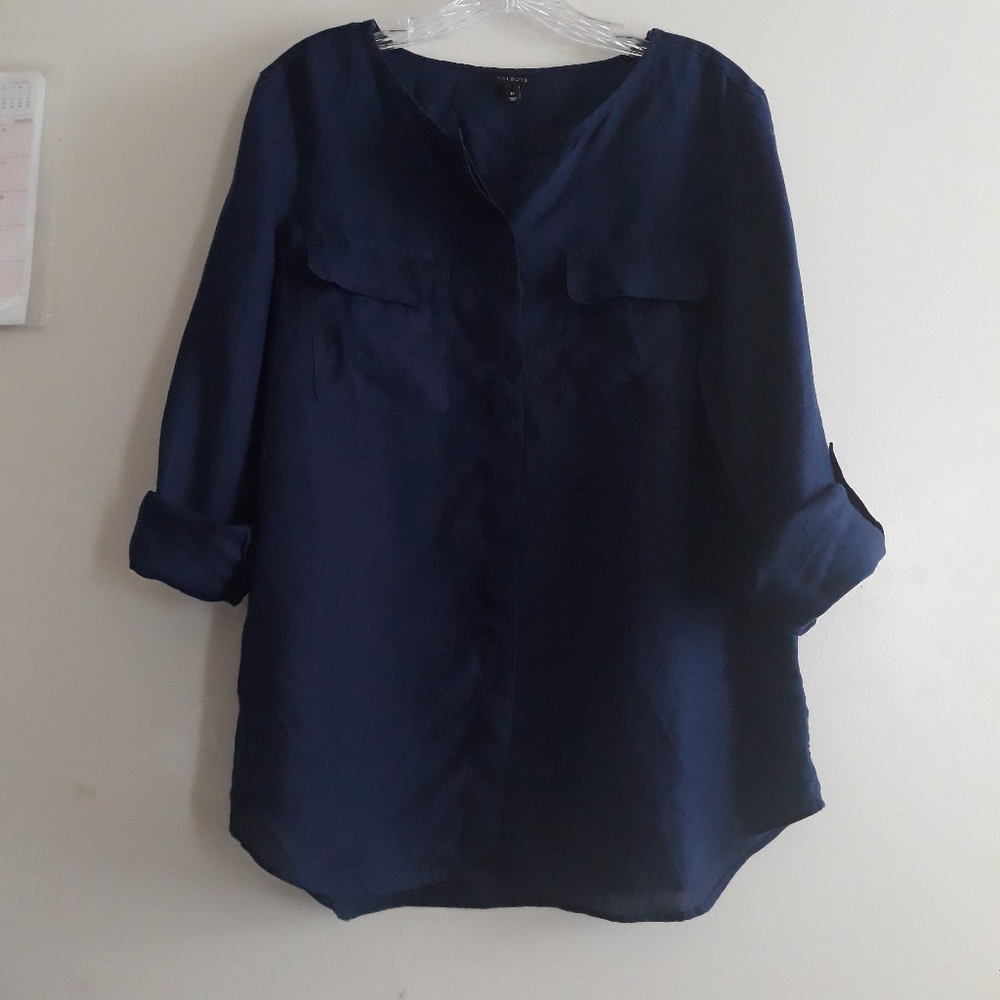 Talbots Navy Top - Classic Solid Navy